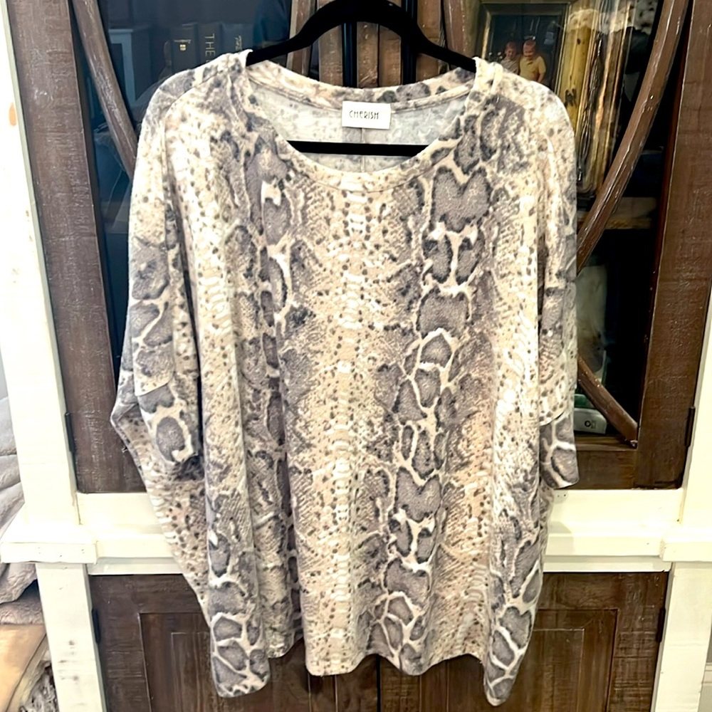 Super soft, Cherush top, boutique style snakeskin print